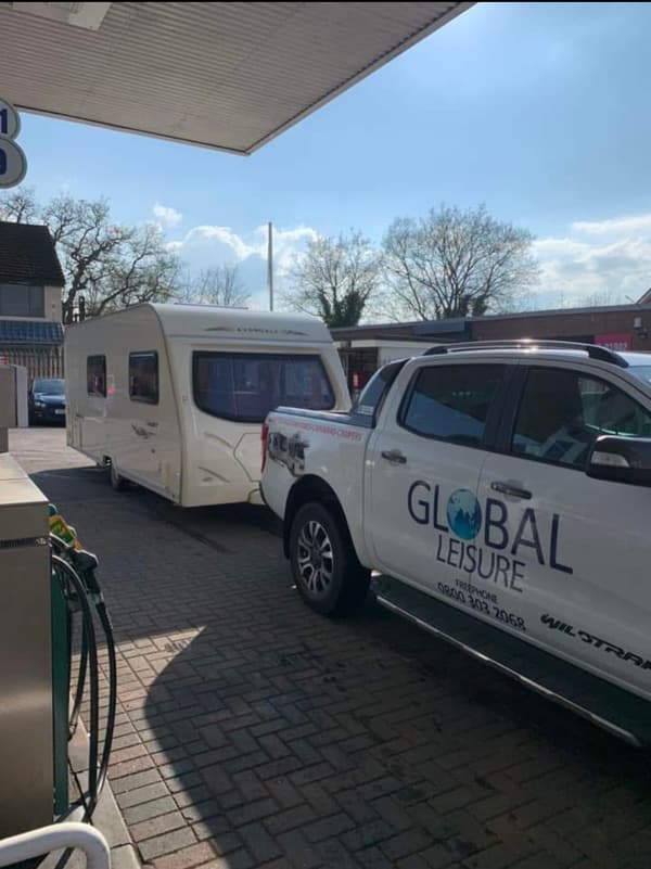 Caravan being collected