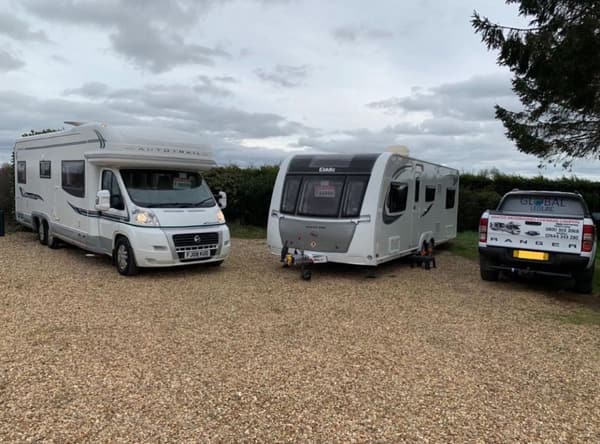 Motorhome and caravan